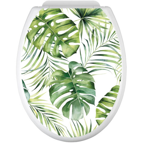 Stickers Abattant WC - Feuilles - 35x43 cm - Adhésif BRILLANT (1/2)