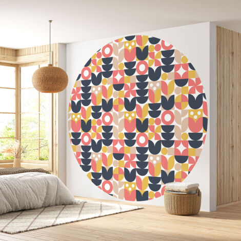 Papier peint rond / cercle - Motif géométrique - 174 - Diamètre 40 cm (1/4)