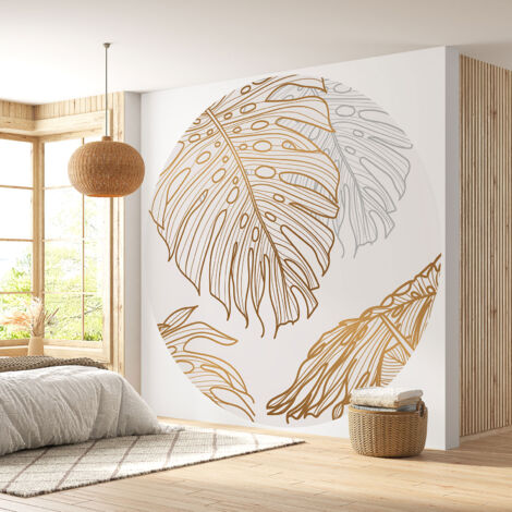 Papier peint rond / cercle - Motif botanique - Diamètre 60 cm (1/4)
