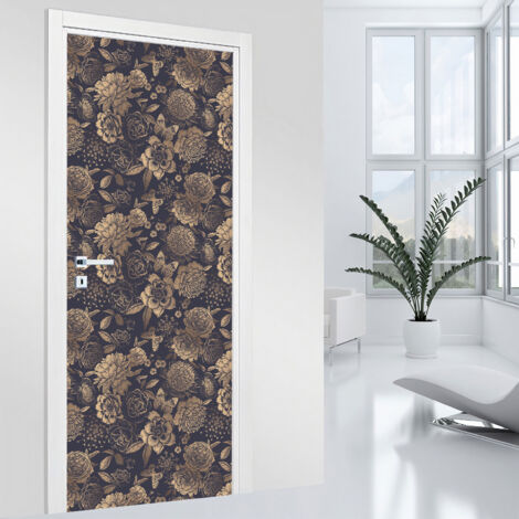 Stickers pour porte - Fleurs - 83 x 205 cm - Adhésif MAT (1/2)