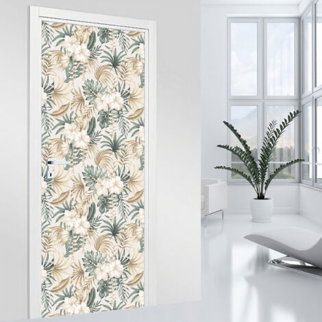 Stickers pour porte - Fleurs - 63 x 205 cm - Adhésif MAT (1/2)