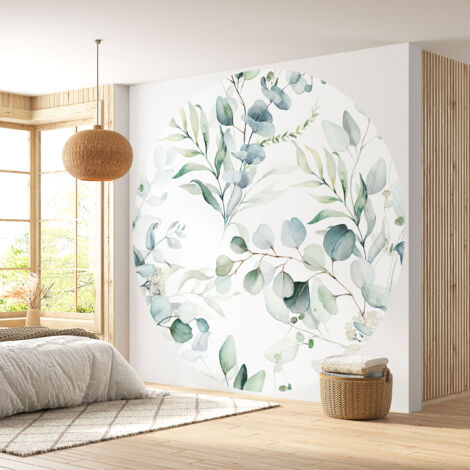 Papier peint rond / cercle - Motif botanique - Diamètre 240 cm en 4 Parties
