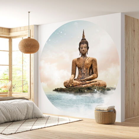 Papier peint rond / cercle - Bouddha - Diamètre 60 cm (1/4)