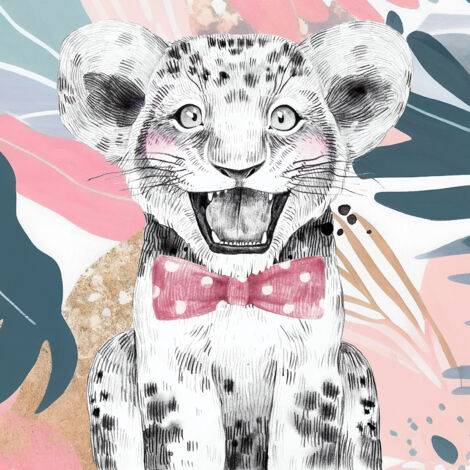 Papier peint panoramique Enfants - Lion Nœud Papillon - 3320 - 130 cm x 130 cm (1/2)