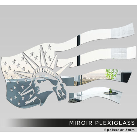 Miroir Plexiglass - Drapeau statue de la liberté - 38x60 cm (1/2)