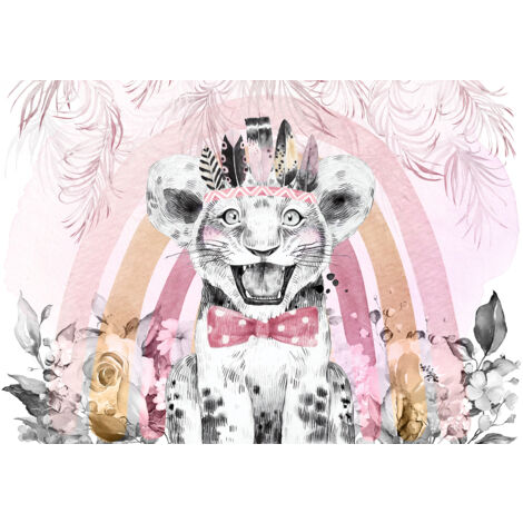 Papier peint panoramique Enfants - Lion Indien - 390 cm x 270 cm (1/2)