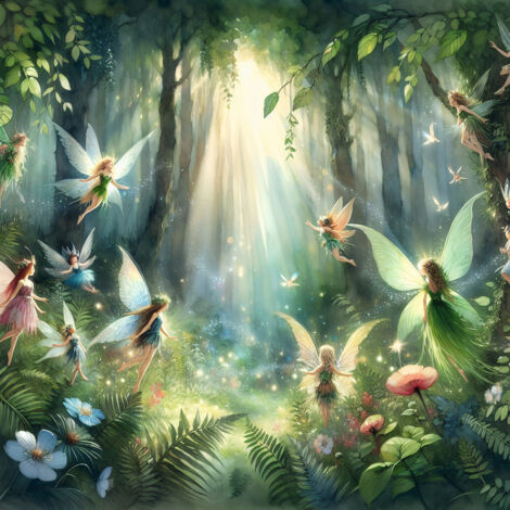 Papier peint panoramique Enfants - Féerique - 130 cm x 130 cm (1/2)