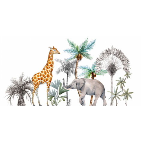 Papier peint panoramique Enfants - Animaux de la Junge - 390 cm x 193 cm (1/2)