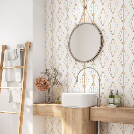 Crédence adhésive salle de bain - Motif géométrique - 60x60 cm - Adhésif MAT (1/4)
