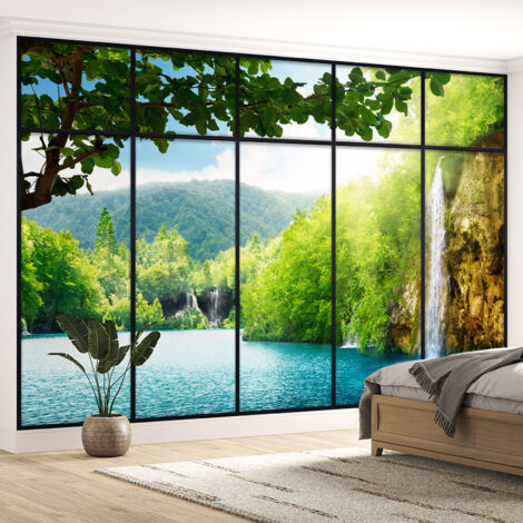 Papier peint panoramique Trompe l'oeil Verrière - Cascades - 130 cm x 82 cm (1/5)