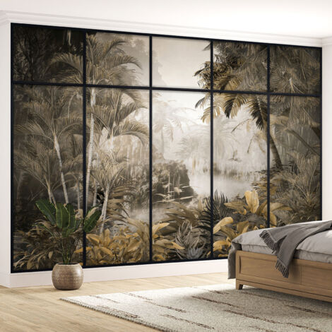 Papier peint panoramique Trompe l'oeil Verrière - Jungle - 340 cm x 215 cm (1/5)