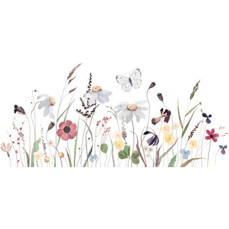 Papier peint panoramique Enfants - Fleurs Papillon - 195 cm x 98 cm (1/2)