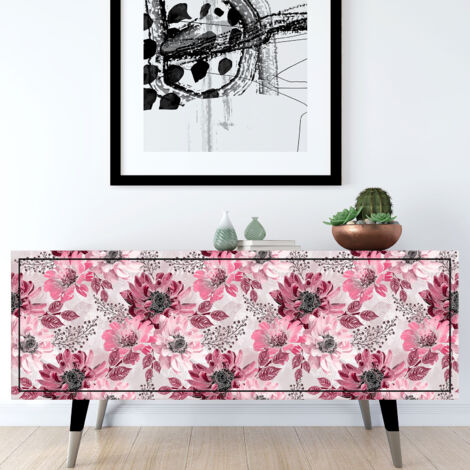 Stickers meuble - Fleurs - 20 x 60 cm - Adhésif BRILLANT (1/3)