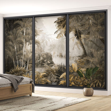 Papier peint panoramique Trompe l'oeil baie vitrée - Jungle - 390 cm x 234 cm (1/5)