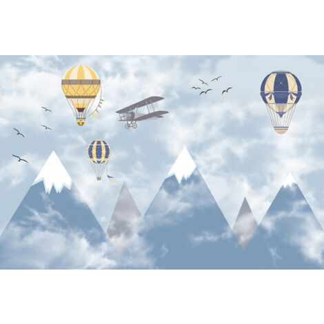 Papier peint panoramique Enfants - Avion Montgolfières - 385 cm x 255 cm (1/2)