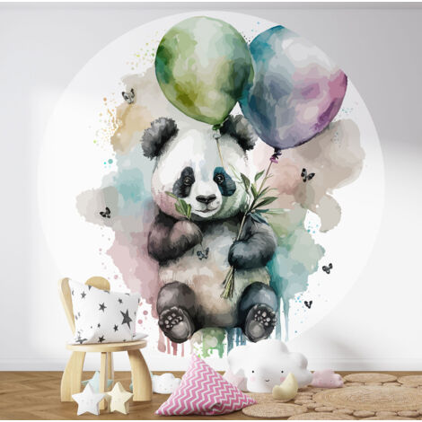 Papier peint rond / cercle Enfants - Panda - Diamètre 70 cm (1/3)