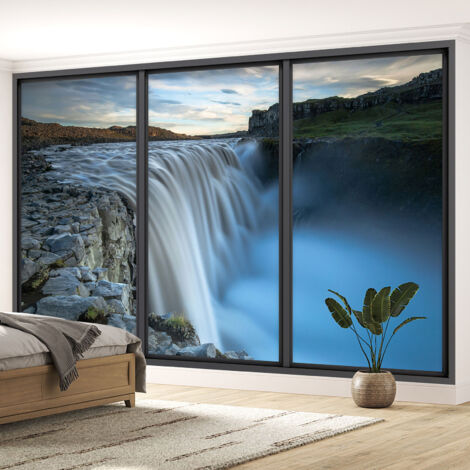 Papier peint panoramique Trompe l'oeil baie vitrée - Cascades - 130 cm x 78 cm (1/5)