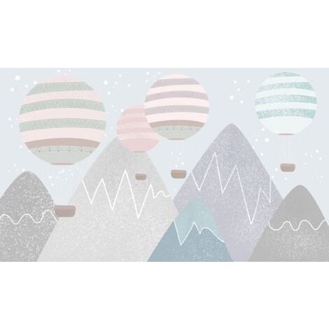 Papier peint panoramique Enfants - Montgolfières - 130 cm x 78 cm (1/2)