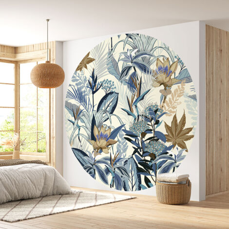 Papier peint rond / cercle - Motif floral - Diamètre 30 cm (1/4)