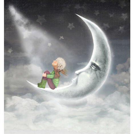 Papier peint panoramique Enfants - Petit Prince Lune - 240 cm x 255 cm (1/2)