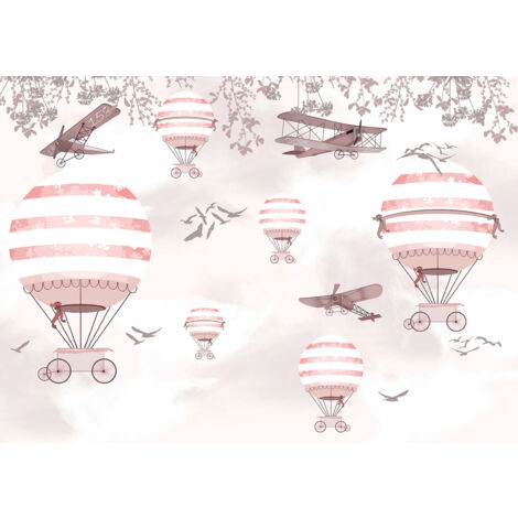 Papier peint panoramique Enfants - Montgolfières - 260 cm x 184 cm (1/2)