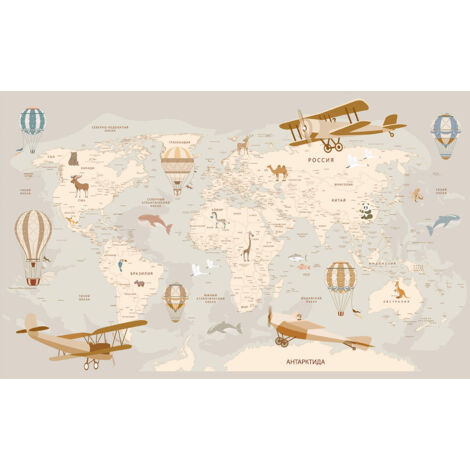 Papier peint panoramique Enfants - Carte du Monde - 130 cm x 80 cm (1/2)