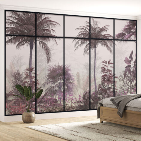 Papier peint panoramique Trompe l'oeil Verrière - Forêt tropicale - 130 cm x 82 cm (1/5)