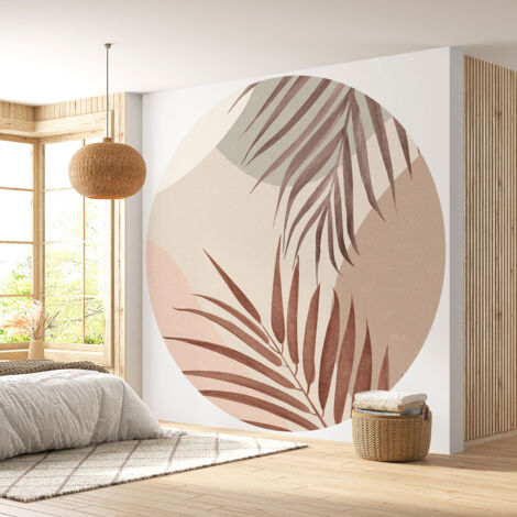 Papier peint rond / cercle - Motif botanique - Diamètre 60 cm (1/4)