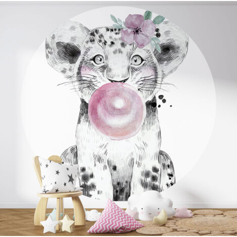 Papier peint rond / cercle Enfants - Lionceau - 1404 - Diamètre 30 cm (1/3)