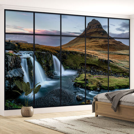 Papier peint panoramique Trompe l'oeil Verrière - Cascades - 130 cm x 82 cm (1/5)