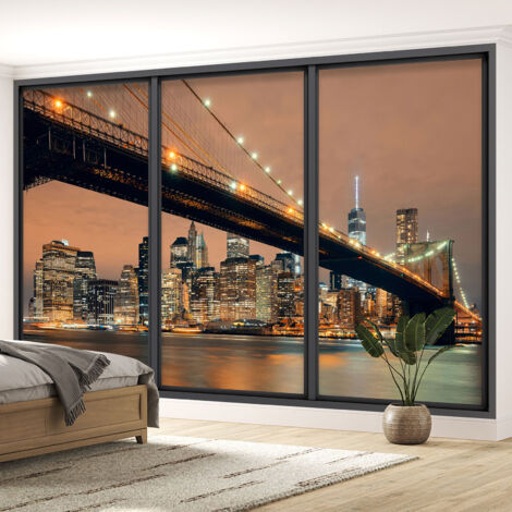 Papier peint panoramique Trompe l'oeil baie vitrée - New york - 130 cm x 78 cm (1/5)