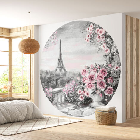 Papier peint rond / cercle - Paris Tour Eiffel - Diamètre 60 cm (1/4)