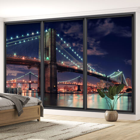 Papier peint panoramique Trompe l'oeil baie vitrée - New york - 130 cm x 78 cm (1/5)
