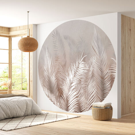Papier peint rond / cercle - Motif botanique - Diamètre 60 cm (1/4)