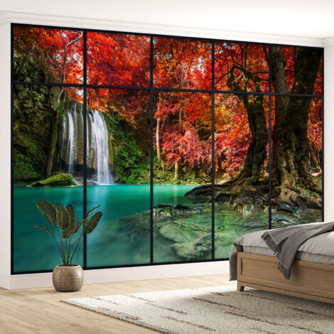 Papier peint panoramique Trompe l'oeil Verrière - Cascades - 130 cm x 82 cm (1/5)