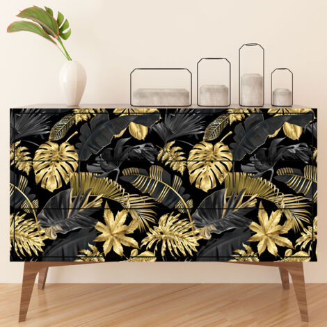 Stickers meuble - Feuilles - 100 x 200 cm - Adhésif + Protection BRILLANTE (1/3)