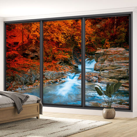 Papier peint panoramique Trompe l'oeil baie vitrée - Rivière - 130 cm x 78 cm (1/5)