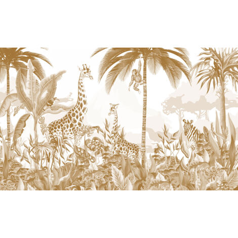 Papier peint panoramique Enfants - Animaux de la Jungle - 130 cm x 78 cm (1/2)