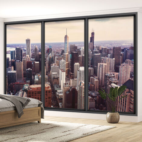 Papier peint panoramique Trompe l'oeil baie vitrée - New york - 130 cm x 78 cm (1/5)