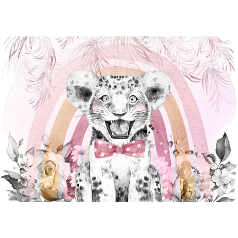 Papier peint panoramique Enfants - Lion Nœud Papillon - 130 cm x 90 cm (1/2)