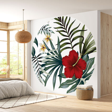 Papier peint rond / cercle - Motif floral - Diamètre 60 cm (1/4)