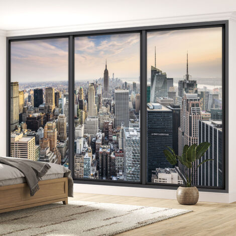 Papier peint panoramique Trompe l'oeil baie vitrée - New york - 260 cm x 156 cm (1/5)