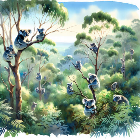 Papier peint panoramique Enfants - Koalas - 195 cm x 195 cm (1/2)