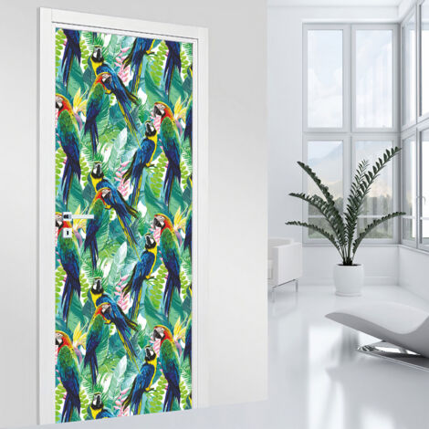 Stickers pour porte - Perroquets - 73 x 205 cm - Adhésif MAT (1/2)