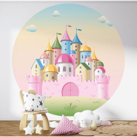 Papier peint rond / cercle Enfants - Château - Diamètre 40 cm (1/3)