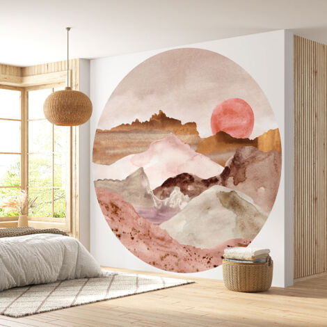 Papier peint rond / cercle - Paysage boho - Diamètre 60 cm (1/4)