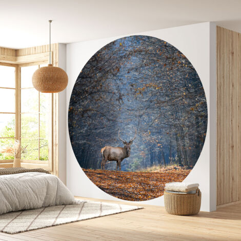 Papier peint rond / cercle - Forêt Cerf - Diamètre 30 cm (1/4)