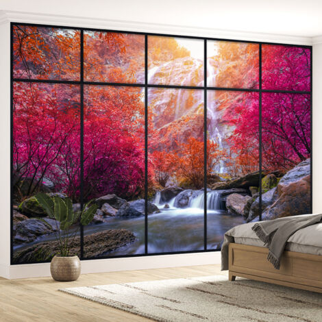 Papier peint panoramique Trompe l'oeil Verrière - Cascades - 130 cm x 82 cm (1/5)