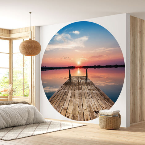 Papier peint rond / cercle - Ponton - Diamètre 60 cm (1/4)