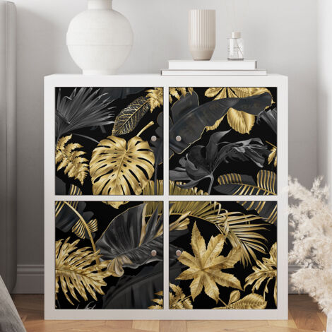 Stickers meuble - Feuilles tropicales - Lot de 2 stickers - 20x20 cm - Adhésif BRILLANT (1/5)